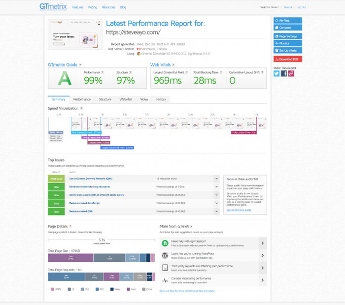 Website Speed Optimization: steveayo website